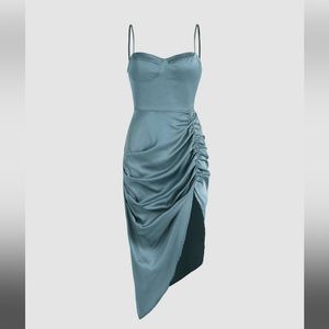 Illusion Ruched Midi Dress